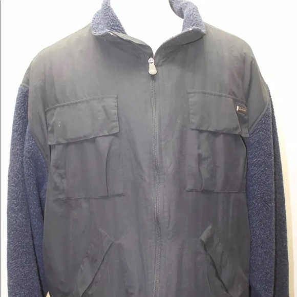 Timberland Men Windbreaker Jacket Large Black W Blue Fur Lining Winter - Picture 1 of 13